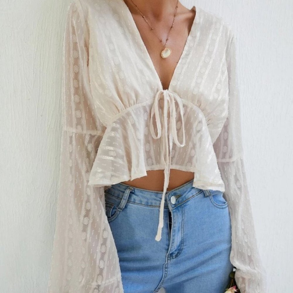 Knot Front Peplum Top - Picture 2 of 7